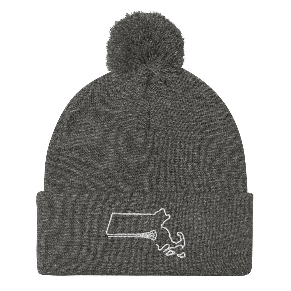 Massachusetts Lacrosse Pom-Pom Beanie