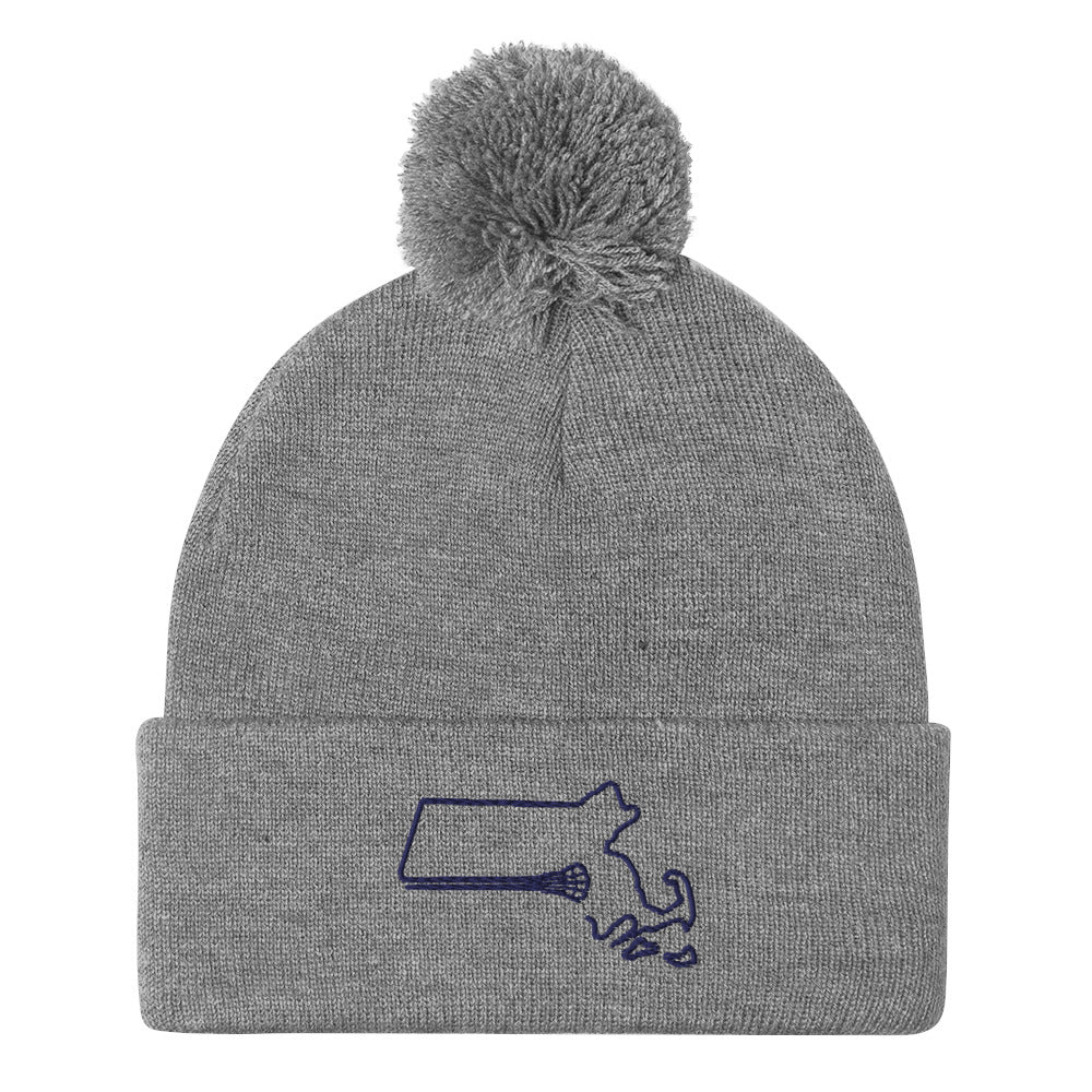 Massachusetts Lacrosse Pom-Pom Beanie