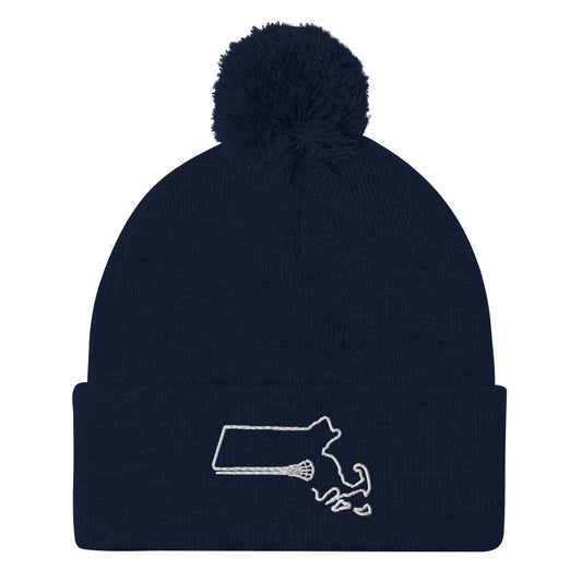 Massachusetts Lacrosse Pom-Pom Beanie