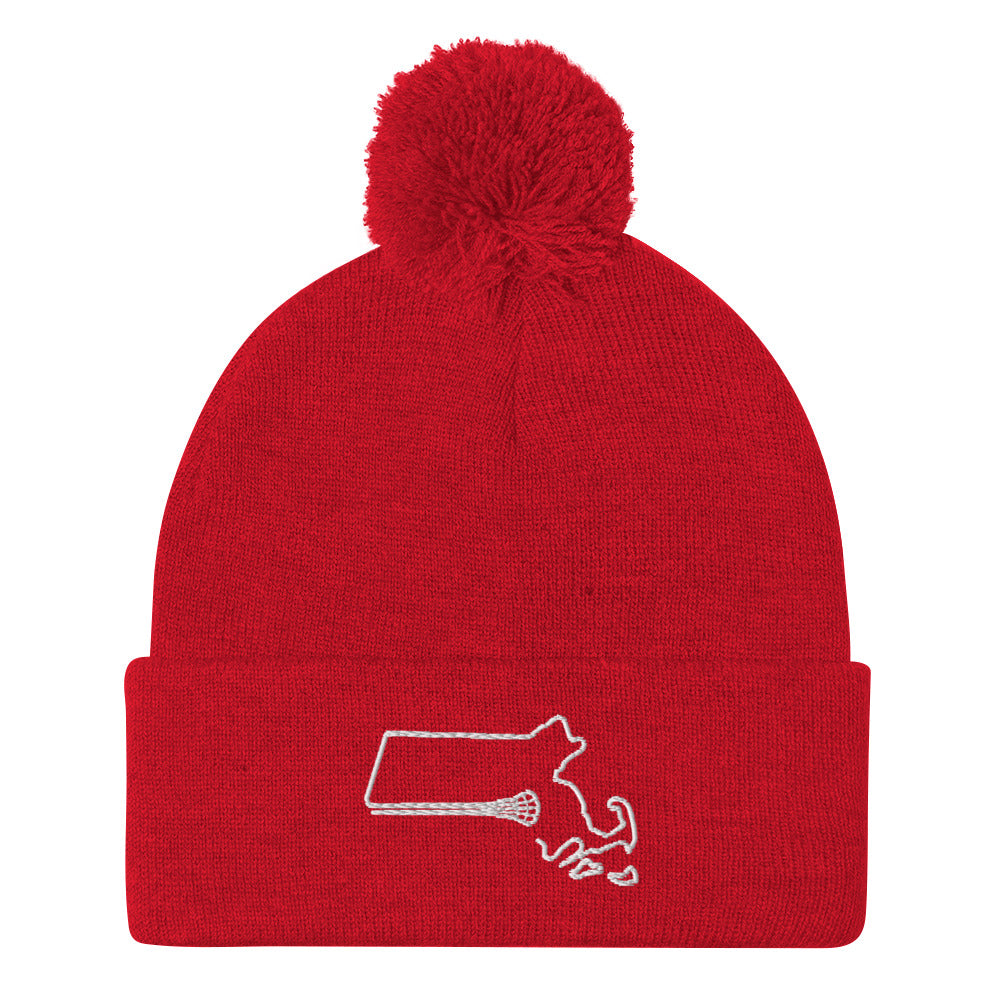 Massachusetts Lacrosse Pom-Pom Beanie